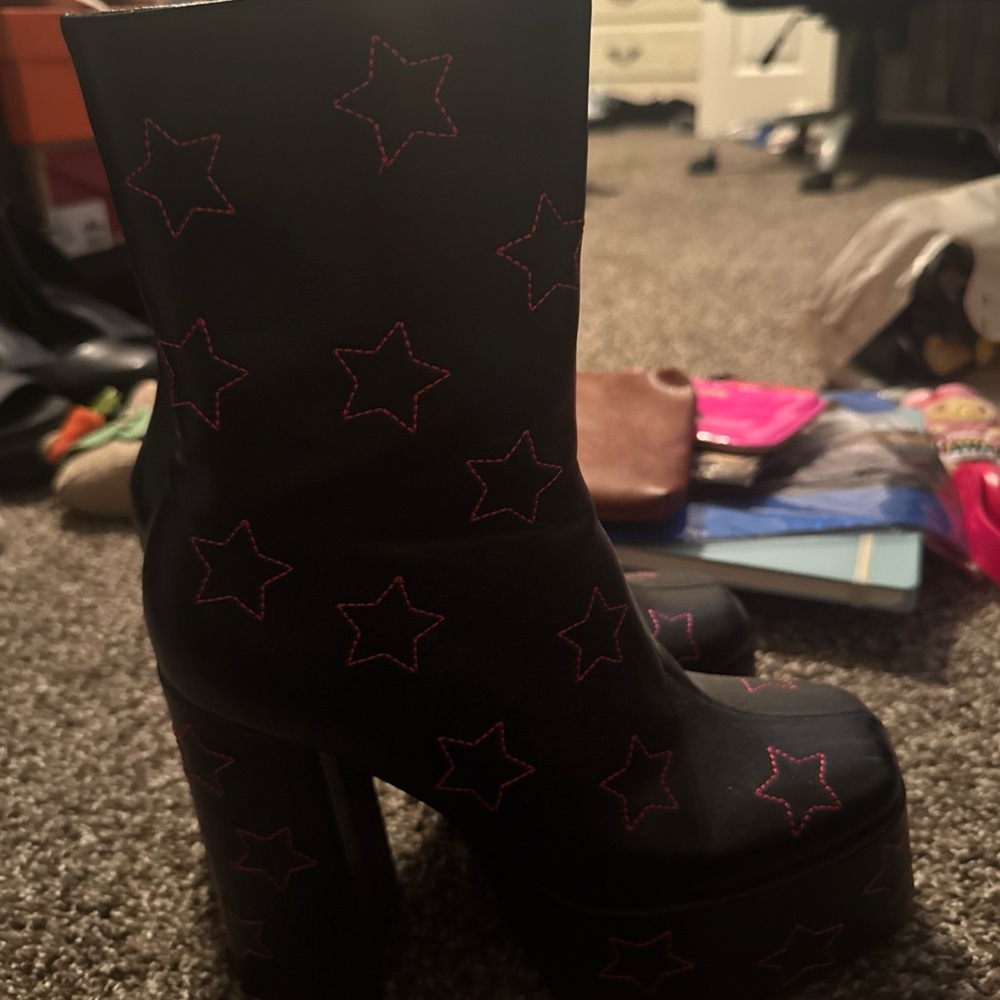 Black Platform Chunky Heel Shoes